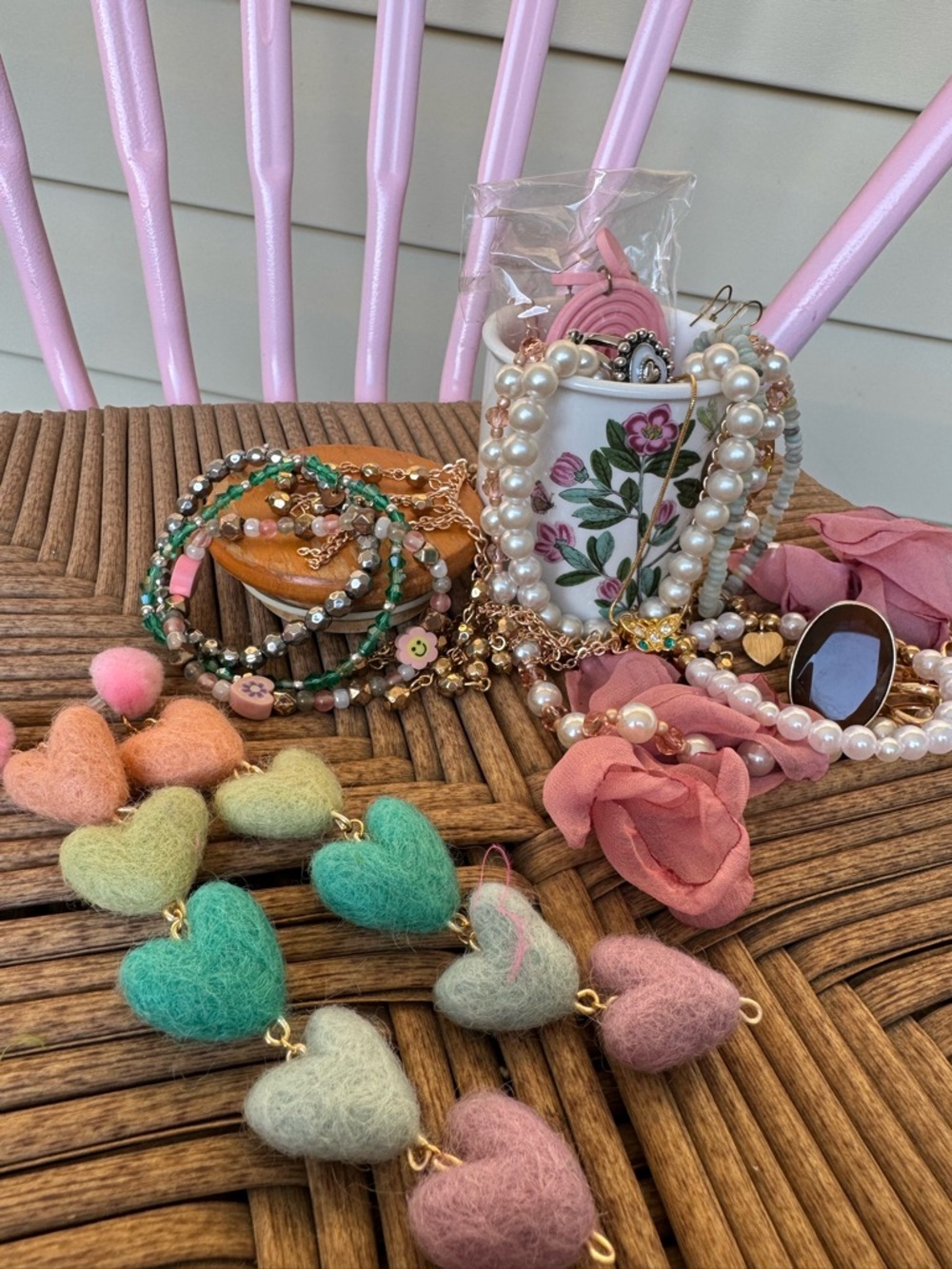 Vintage floral porcelain jar turned jewelry bundle 💐✨